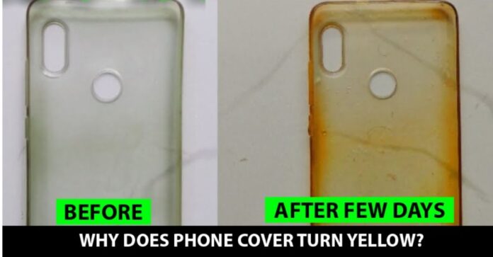 phone cover turns yellow after being used
