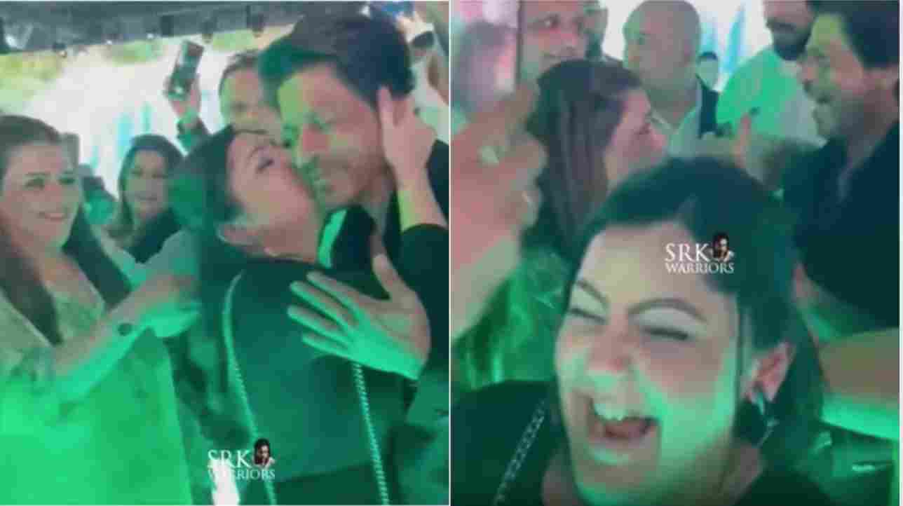 Shah Rukh Khan Forcefully Kissed By Female Fan 