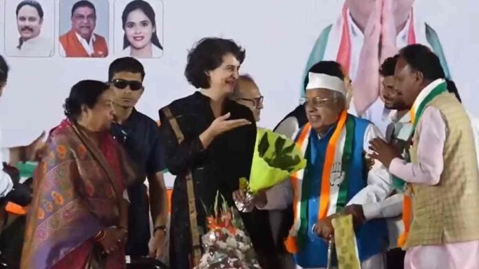 Priyanka Gandhi Receives Bouquet With No Flowers & Only Leaves, Funny Video Goes Viral