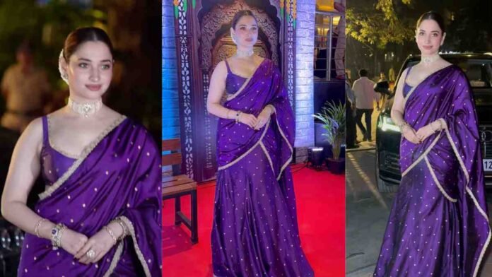Tamannaah Bhatia purple saree
