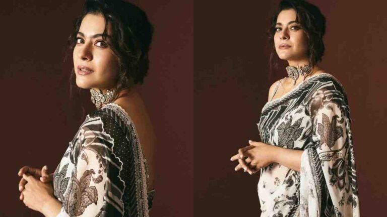 Kajol Brings Vintage Glamour Back in a Monochrome Torani Saree