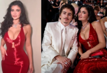 Kylie Jenner Channels Classic Glamour In Cherry-Red Schiaparelli At Oscars 2026