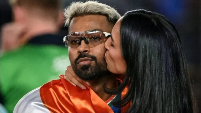 Hardik Pandya and girlfriend Mahieka Sharma celebrate India T20 World Cup 2025 win at Narendra Modi Stadium