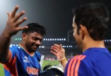 Gambhir Was Hell-Bent on Giving Samson His Dues — And He Delivered Gautam Gambhir hugs Sanju Samson after India's T20 World Cup semi-final qualification