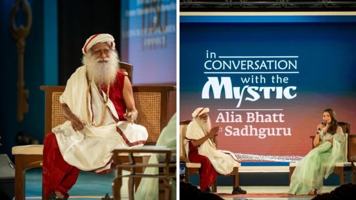 Alia Bhatt with Sadhguru during Chennai parenting discussion