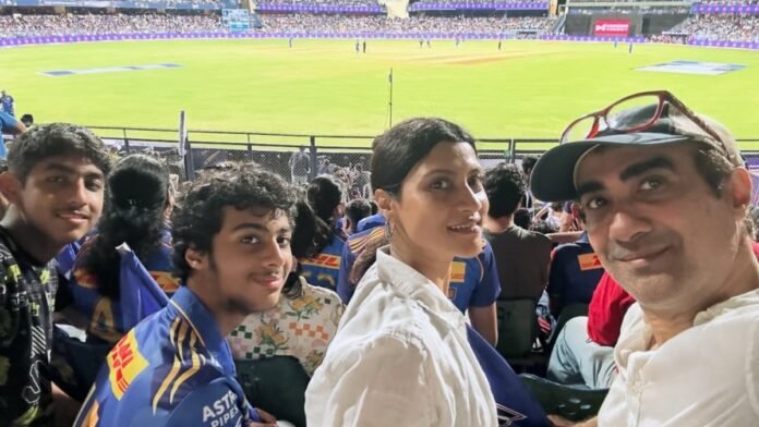 Konkona Sen Sharma and Ranvir Shorey with son at IPL match