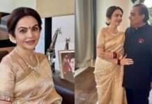 Nita Ambani’s Stunning Silk Saree & Diamonds Steal The Show At Arjun Tendulkar’s Wedding