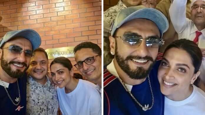 Ranveer Singh and Deepika Padukone pose with fans at Maaslli restaurant during Dhurandhar 2 celebrations
