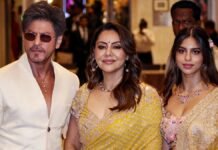 Shah Rukh Khan, Gauri, Suhana Steal the Show at Arjun Tendulkar’s Wedding Shah Rukh Khan with Gauri Khan and Suhana Khan at Arjun Tendulkar's wedding in Mumbai