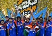 India Win Third T20 World Cup Title With Record 96-Run Demolition of New Zealand India players celebrate T20 World Cup title at Narendra Modi Stadium Ahmedabad