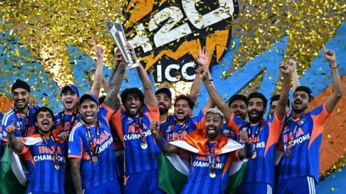 India players celebrate T20 World Cup title at Narendra Modi Stadium Ahmedabad
