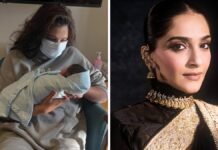 Sonam Kapoor Baby Boy First Photo Breaks Internet Rhea Kapoor holding Sonam Kapoor’s newborn baby boy