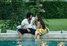 Buddymoon Trend: Honeymoons With Friends Go Viral Couple enjoying buddymoon with friends at beach villa